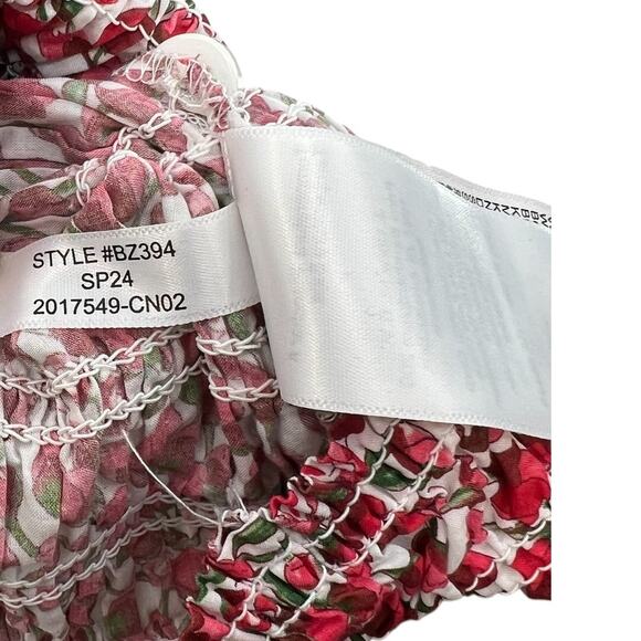 J. Crew Smocked Button-up Shirt Liberty Eliza's Red Fabric Size XL - Picture 10 of 10